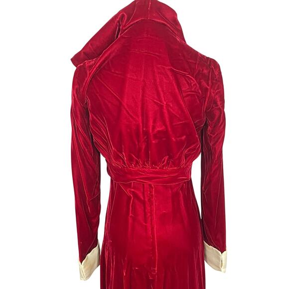 Vintage 70s Red Velvet Ball Gown Backless Bolero Jacket Set Mrs Claus Christmas - Picture 12 of 16